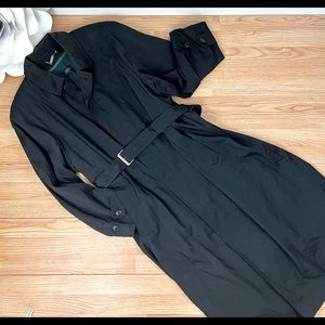Sanyo Men’s Wool Zip In Liner Black Belted Nylon Trench Over Coat  • Size 40R.
